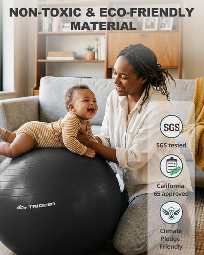 Trideer Exercise Ball for Yoga, Pilates & Fitness – Stability Ball Equipment for Home Gym & Office
