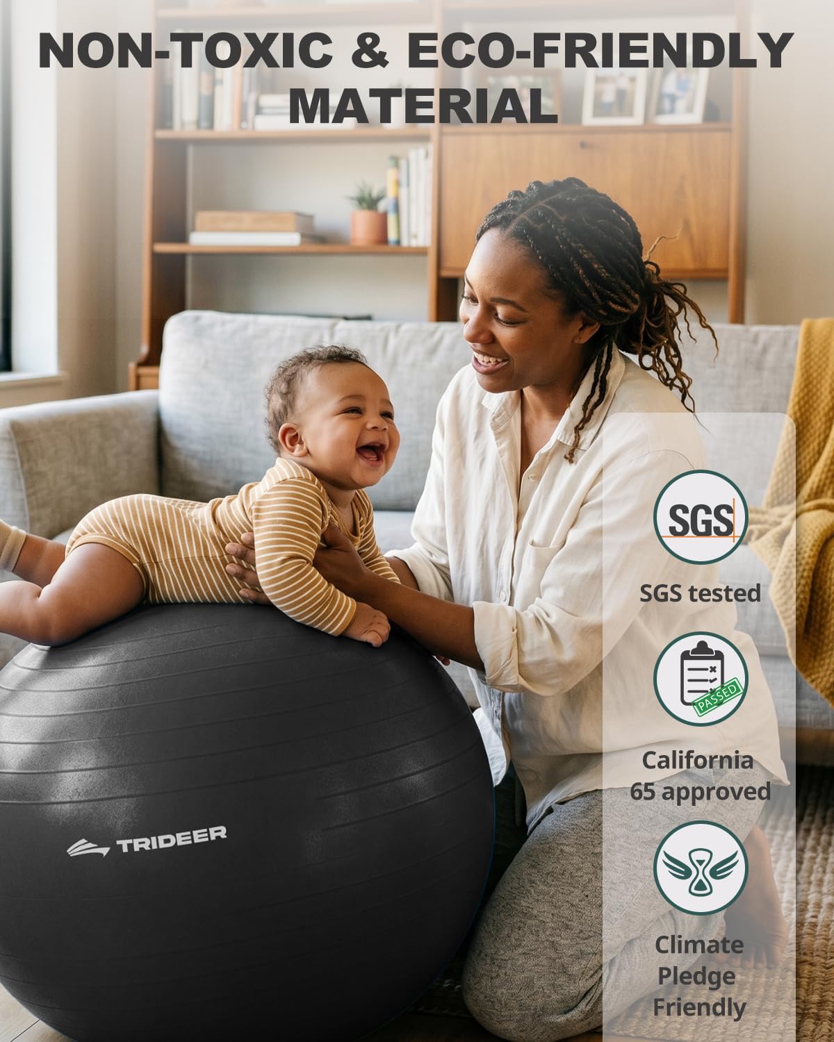Trideer Extra Thick Yoga Ball Exercise Ball, 5 Sizes Ball Chair, Heavy Duty Swiss Ball for Balance