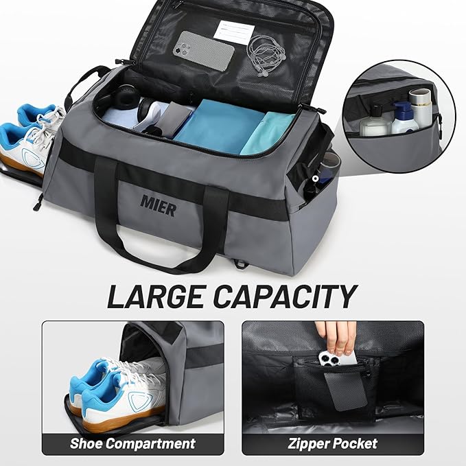 MIER Gym Bag for Men Large Duffel Backpack with Shoe Compartment, 60L Convertible Duffle Bags