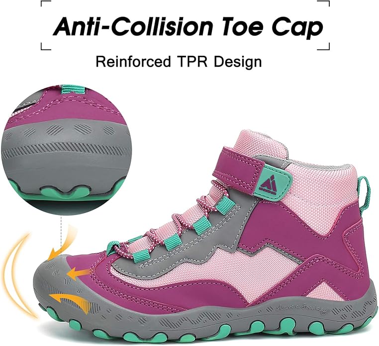 Mishansha Kids Hiking Boots Toddler Girls Boys Hiking Shoes Water-Resistant Anti-Collision Non-Slip
