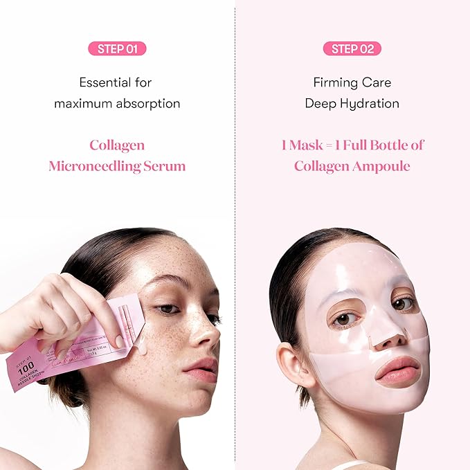 VT COSMETICS Collagen Reedle Shot 100 2-Step Hydrogel Mask(34.5gx4ea), Intensive Firming, Exosome