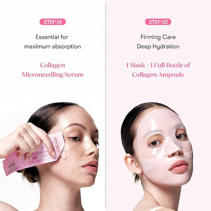 VT COSMETICS Collagen Reedle Shot 100 2-Step Hydrogel Mask(34.5gx4ea), Intensive Firming, Exosome