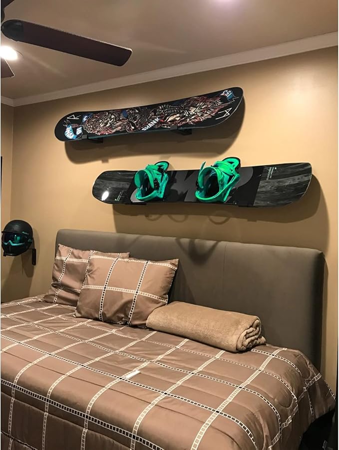 Poskad Snowboard Wall Rack,Ski Wall Mount Display, Home and Garage Snowboard Storage,Solid Aluminum
