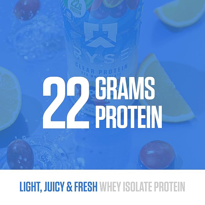 RYSE Clear Protein Shake - Kool-Aid Tropical Punch - 100 Calories, 22g Whey Isolate Protein