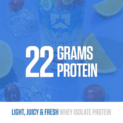 RYSE Clear Protein Shake - Kool-Aid Tropical Punch - 100 Calories, 22g Whey Isolate Protein
