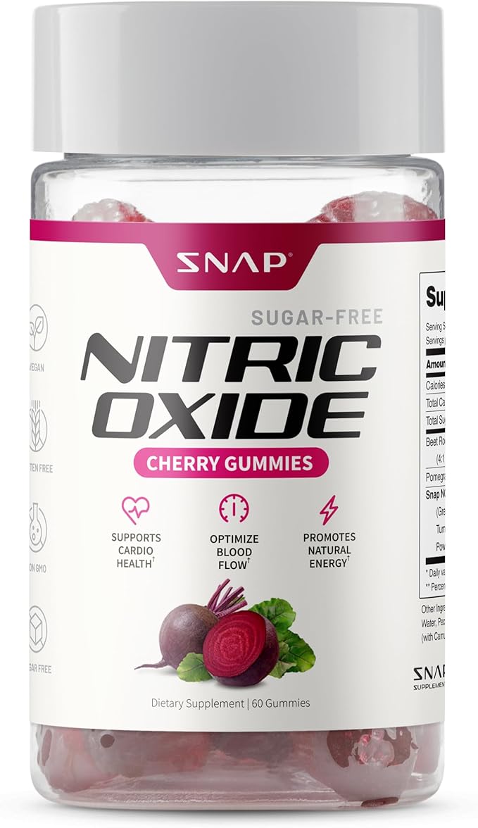 Snap Supplements Beet Root Gummies, Nitric Oxide Supplement with Organic Beets, Vitamins