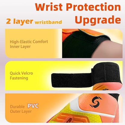 Sportout Kids Goalkeeper Gloves, Soccer Gloves with Double Wrist Protection and Non-Slip Wear