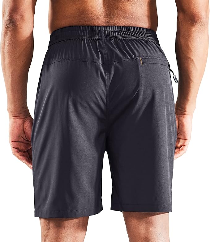 MIER Men's Quick Dry Running Shorts with Zipper Pocket, Elastic Waist Athletic Workout Exercise