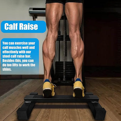 Steel Calf Raise Bar, Standing Machine for Stretching, Squat, Foot Stretch, Anti-Slip Solid Block
