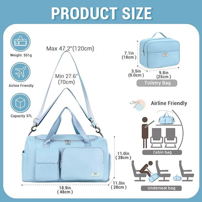 FIORETTO Women's Gym Duffle Bag with Shoes Compartment, 37L Capacity, Ideal for Travel, Gym