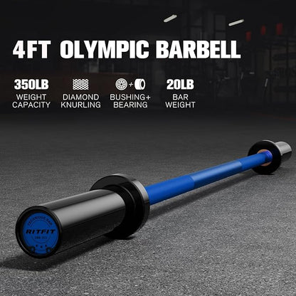 RITFIT Olympic Barbell 4ft/4.8ft/6ft - 2 Inch Weight Bar for Strength Training, Weightlifting