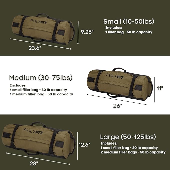 Polyfit Classic Sandbag - Heavy Duty Workout Sandbag for Fitness with 8 Gripping Handles for Sand
