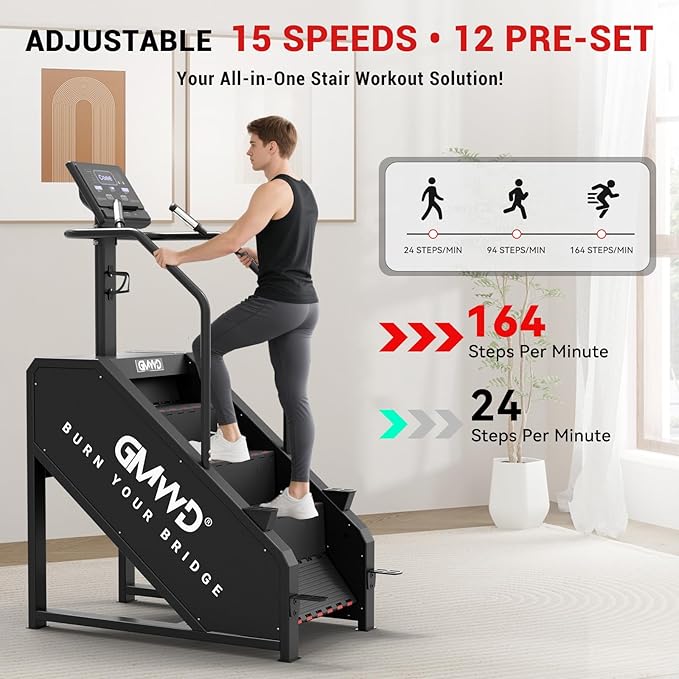 Stepper Machine, GMWD Stair Climber with LED Screen, Commercial Grade Stair Stepper Exercise