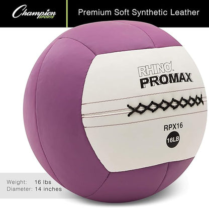 Champion Sports RPX16 Rhino Promax Slam Balls, 16 lb, Soft Shell with Non-Slip Grip, Medicine Wall
