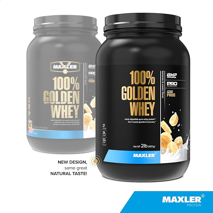Maxler 100% Golden Whey Protein - 24g of Protein per Serving - Premium Whey Protein Powder for Pre