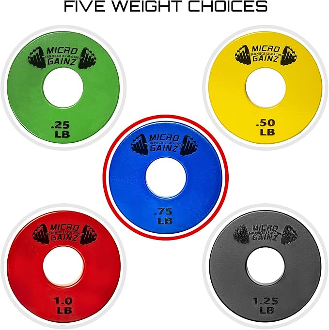 Micro Gainz Standard 1-Inch Center Hole Fractional 2 Pcs Color Weight Plates, Choose (.25LB-1LB)