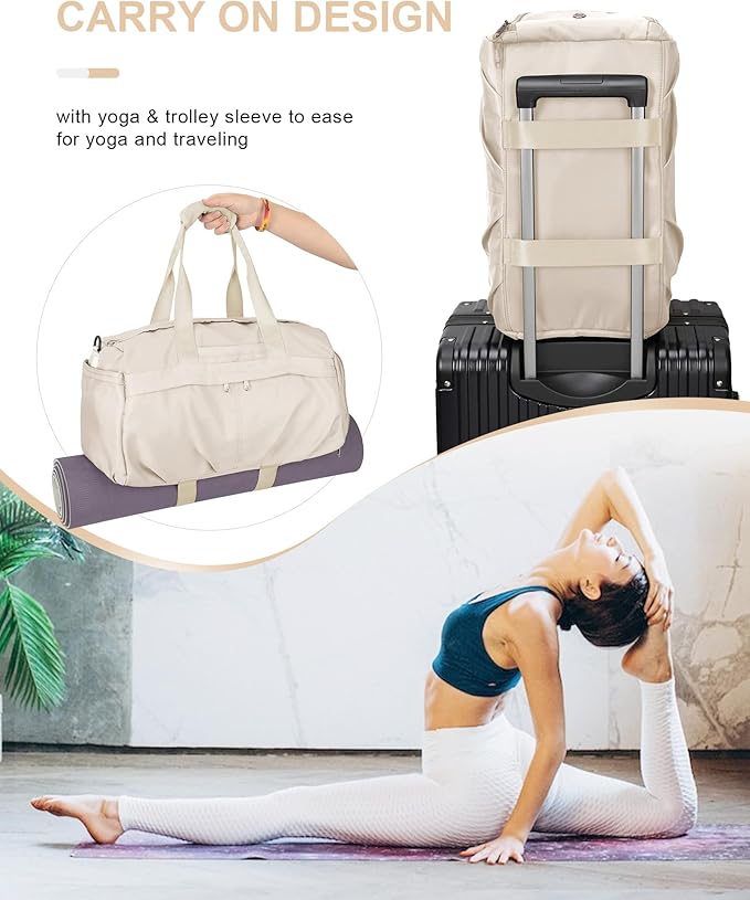 Gym Bag for Women Men, Sport Duffel Bag with Toiletry Bag & Shoe Compartment,Waterproof Travel