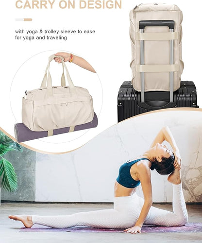 Gym Bag for Women Men, Sport Duffel Bag with Toiletry Bag & Shoe Compartment,Waterproof Travel