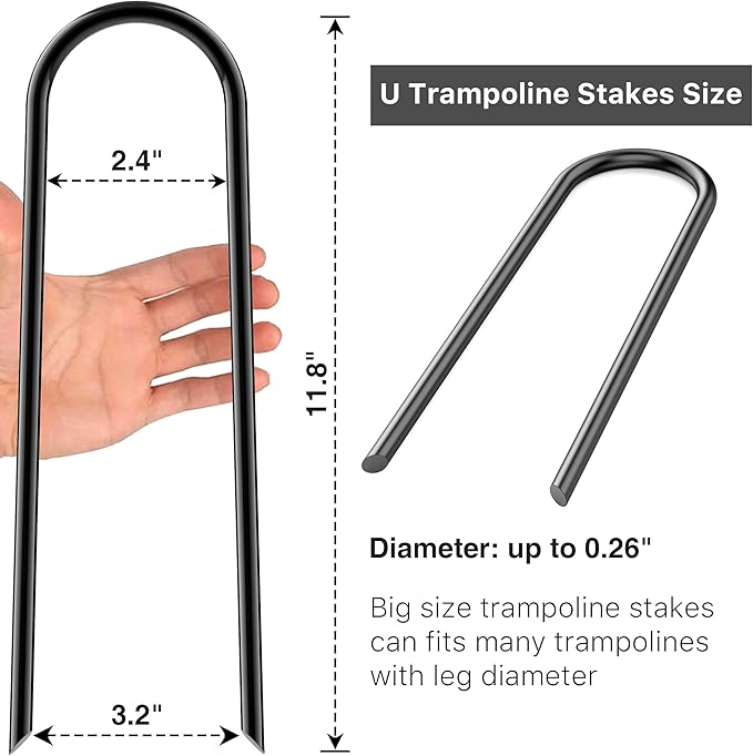 Heavy Duty Trampoline Stakes Anchors High Wind U Type Sharped Ends Safety Ground Anchors Galvanized