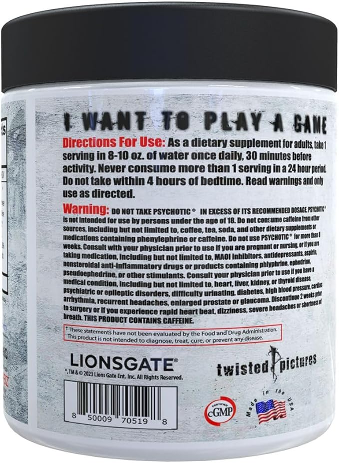 Insane Labz Psychotic SAW®, High Stim Pre Workout Powder with OxyGold­??and AMPiberry®, Extreme
