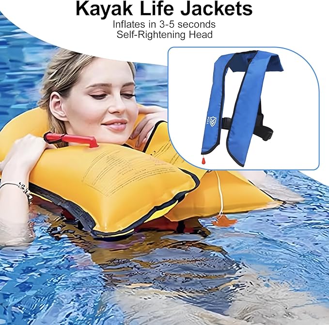 Automatic/Manual Inflatable Life Jacket| Inflatable PFD Kayak Vest Adult| Life Vest for Adults|