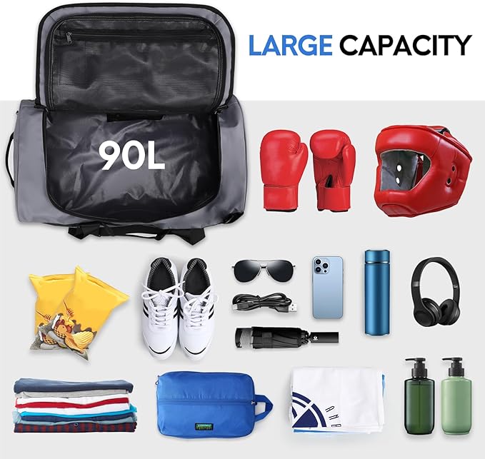 Haimont Gym Duffel Backpack Bag for Men Large Sports Duffle Bags with Backpack Straps for Hiking