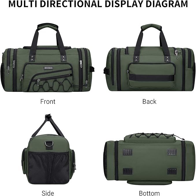 WITZMAN Duffle Bag for Men Nylon Large Gym Weekender Bag with Shoe Compartment Expandable Carry on