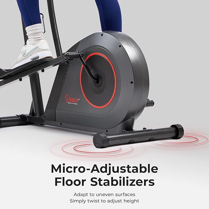 Sunny Health & Fitness Smart Upright Elliptical w/Pulse Sensor Built-in, Indoor Full-Body