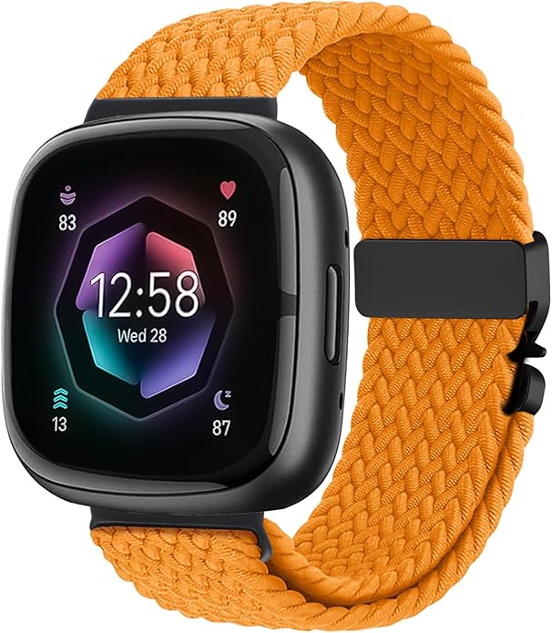Braided Stretchy Band for Fitbit Versa 4/Versa 3/Sense 2/Sense Watch Band Women Men,Parachute-style