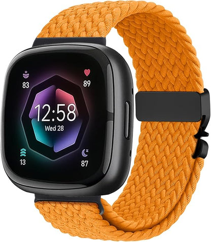 Braided Stretchy Band for Fitbit Versa 4/Versa 3/Sense 2/Sense Watch Band Women Men,Parachute-style