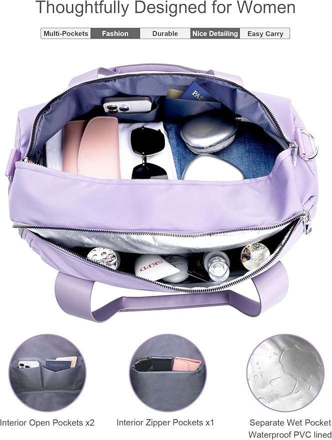 Gym Bag for Women Girls with Shoe Compartment & Wet Pocket - Duffle Bag for Travel Sports Fitness
