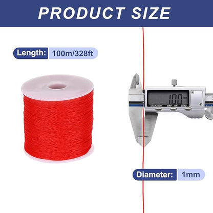 MECCANIXITY 1/16 Inch Polypropylene Rope Braided Ropes, 328ft Nylon Rope Hollow Utility Cord for