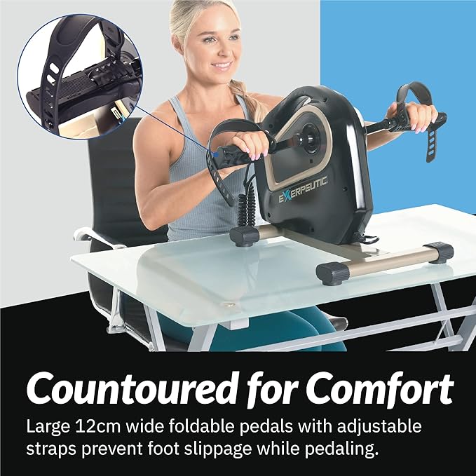 Exerpeutic 2000M Motorized Under Desk Exercise Bike - Electric Legs and Arms Pedal Exerciser