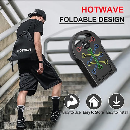 HOTWAVE Push Up Board Fitness, Portable Foldable 20 in 1 Push Up Bar at Home Gym, Pushup Handles