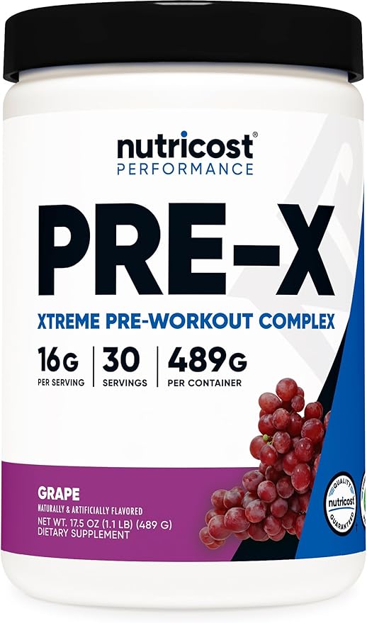 Nutricost Pre-X, Extreme Pre-Workout Powder Complex, Grape, 30 Servings, Vegetarian, Non-GMO and