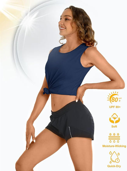 TACVASEN Women's UPF 80+ Workout Tank Top Sleeveless Quick Dry Sun Protection Hiking Athletic Gym