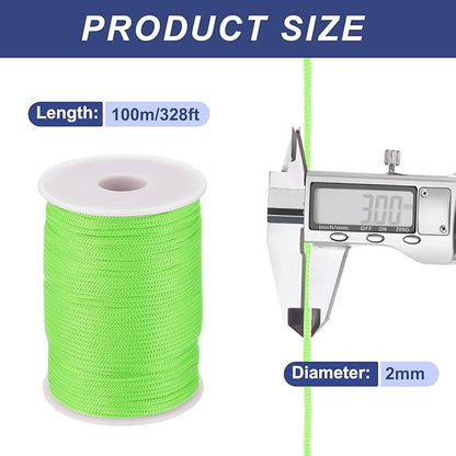 MECCANIXITY 1/12 Inch Polypropylene Rope Braided Ropes, 328ft Nylon Rope Hollow Utility Cord for