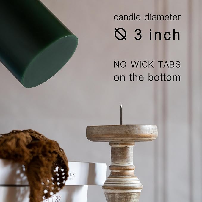 MOZEAL 3" x 6" Hand-Poured Unscented Candle,Dripless Pillar Candle Set of 3,Long Lasting