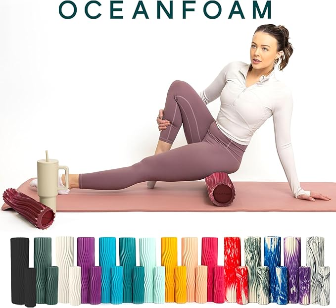 Oceanfoam Ripple Travel Foam Roller (11" x 3.35") Firm Mini Foam Roller for Physical Therapy, Deep