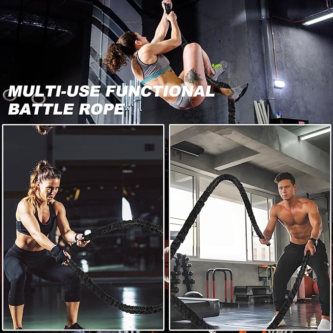 Battle Rope 1/1.26/1.5/2 Inch Diameter,Pink 30FT/40FT/50FT Exercise Workout Ropes for Home Gym