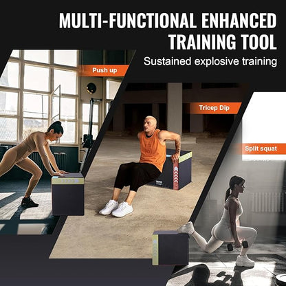 VEVOR 3 in 1 Plyometric Jump Box, Cotton Plyo Box, Platform & Jumping Agility Box, Anti-Slip