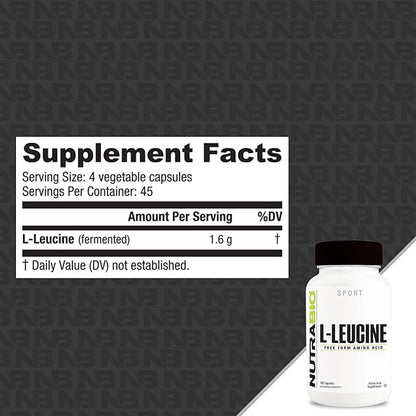 NutraBio L-Leucine Supplement - Optimal Amino Acid for Muscle Growth & Recovery - Naturally