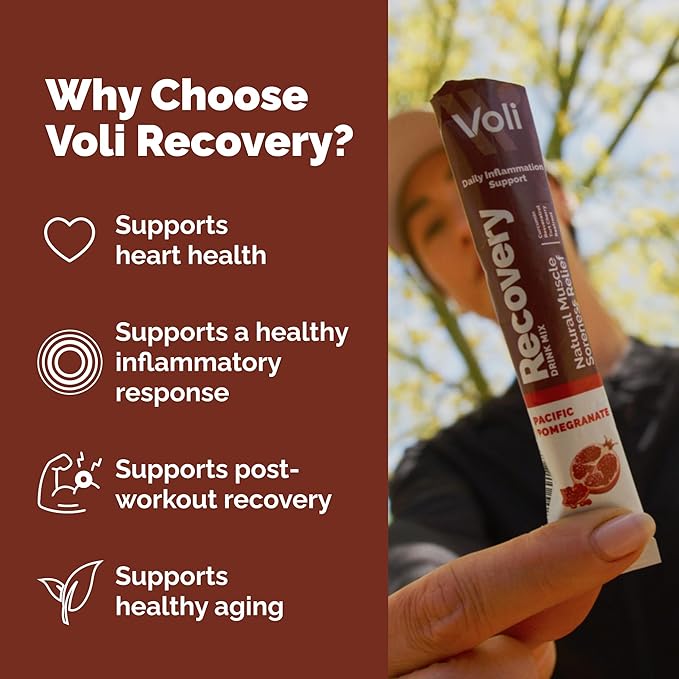 Voli Recovery - Post Workout Superfood Powder | Plant-Based Drink Mix Packets with Curcumin, Ginger