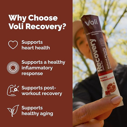 Voli Recovery - Post Workout Superfood Powder | Plant-Based Drink Mix Packets with Curcumin, Ginger