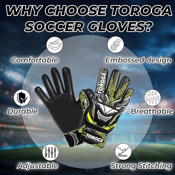 Goalkeeper Gloves for Kids & Youth – Soccer Goalie Gloves, Strong Latex Grip, Double Wrist Support