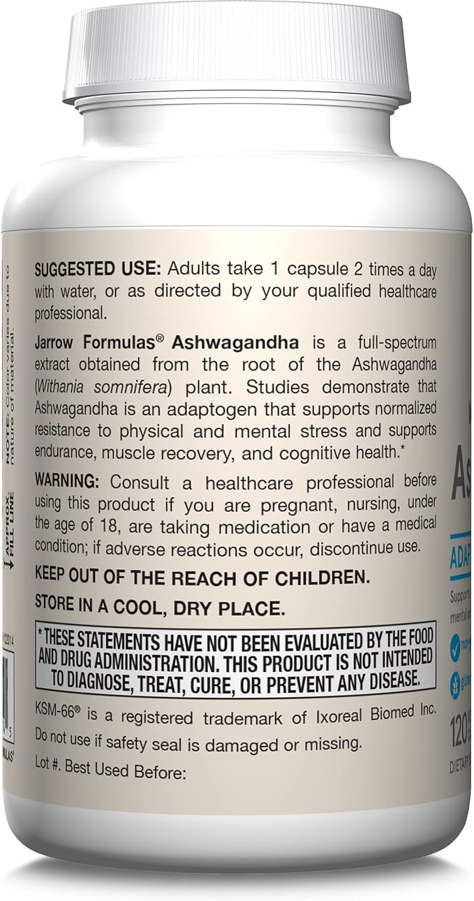 Jarrow Formulas® Ashwagandha Capsules, 300 mg Supplement Supports Normalized Resistance to Mental