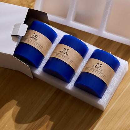 MOZEAL 3" x 4" Hand-Poured Unscented Candle, Dripless Pillar Candle Set of 3, Long Clean Burning