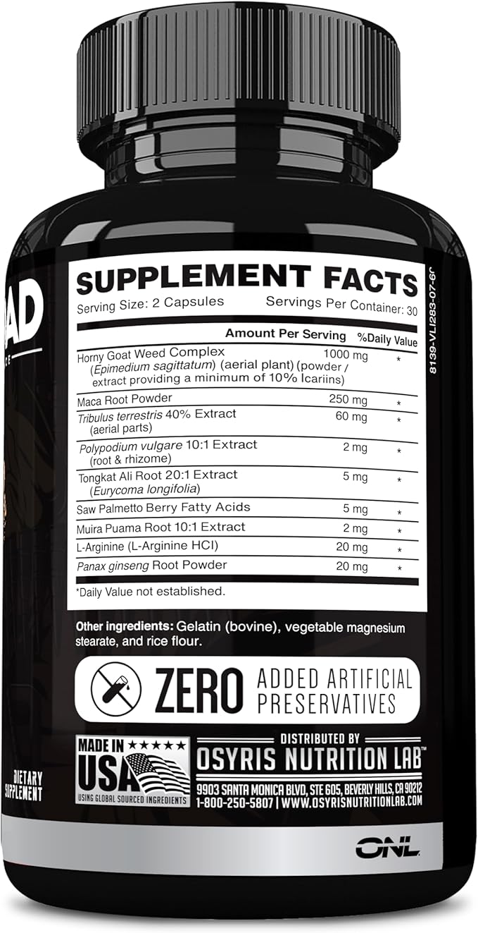 Major Load Testosterone Booster for Men - Testosterone Supplement with Horny Goat Weed, Maca Root