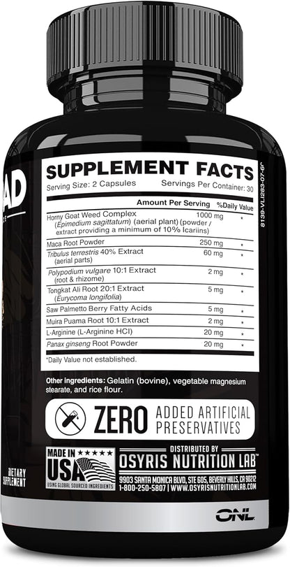 Major Load Testosterone Booster for Men - Testosterone Supplement with Horny Goat Weed, Maca Root