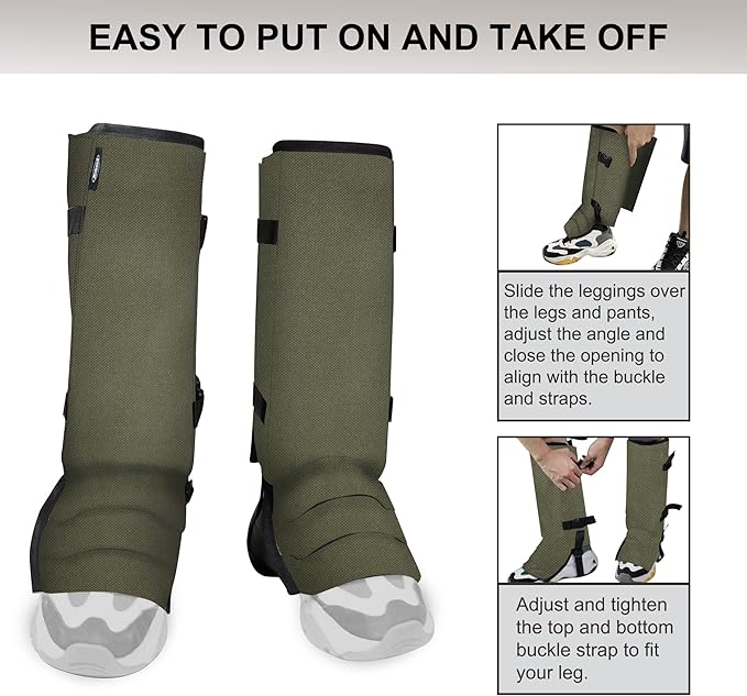 Snake Gaiters Leg Guards, Waterproof Snake Guards, Adjustable Snake Bite Protection for Lower Legs